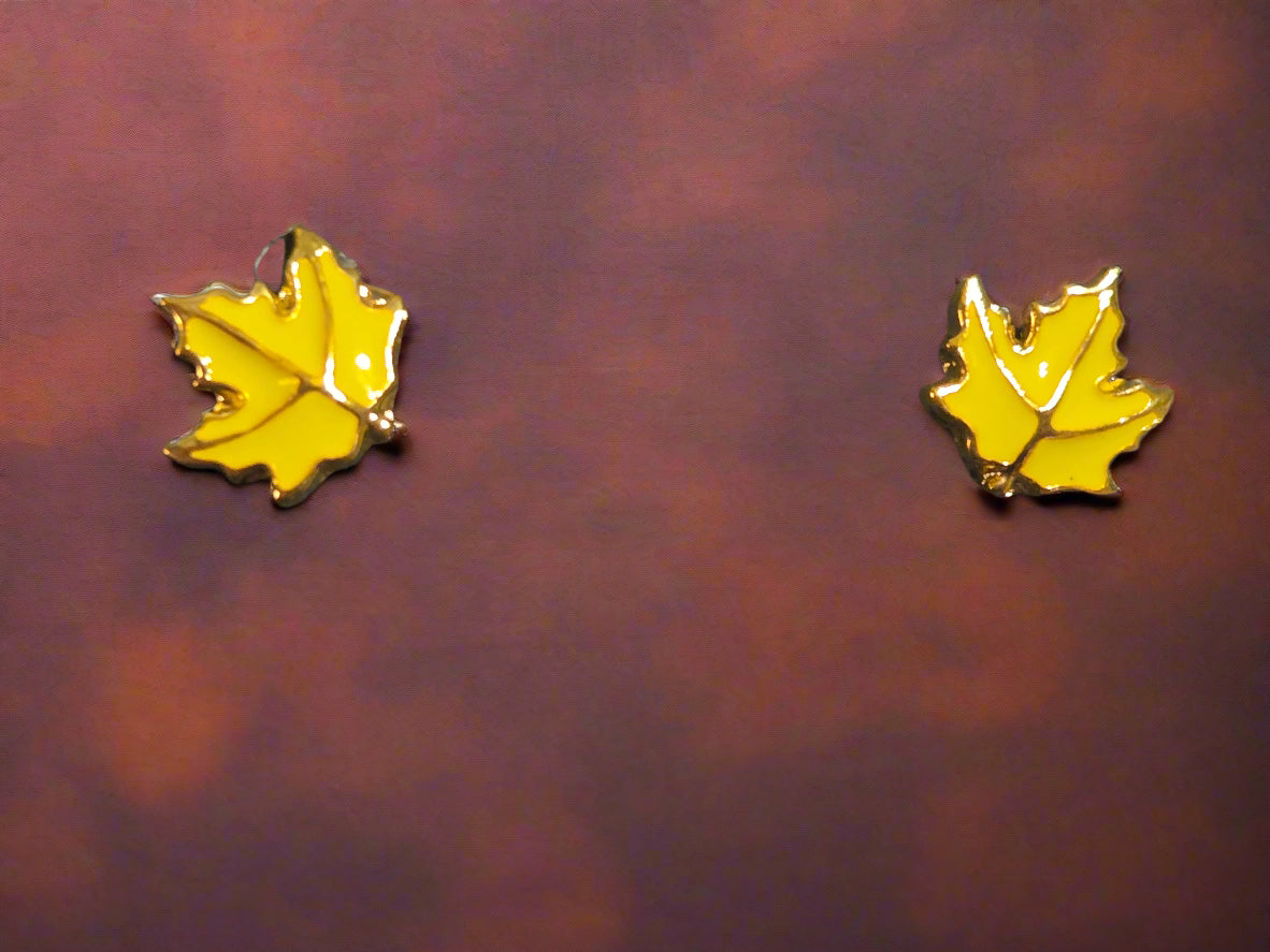 Earring post Fall leaf