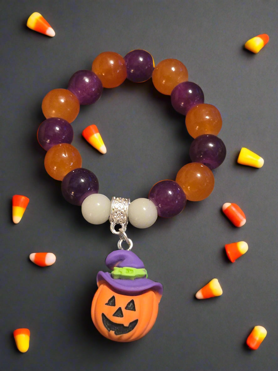 Halloween kids bracelet witch pumpkin
