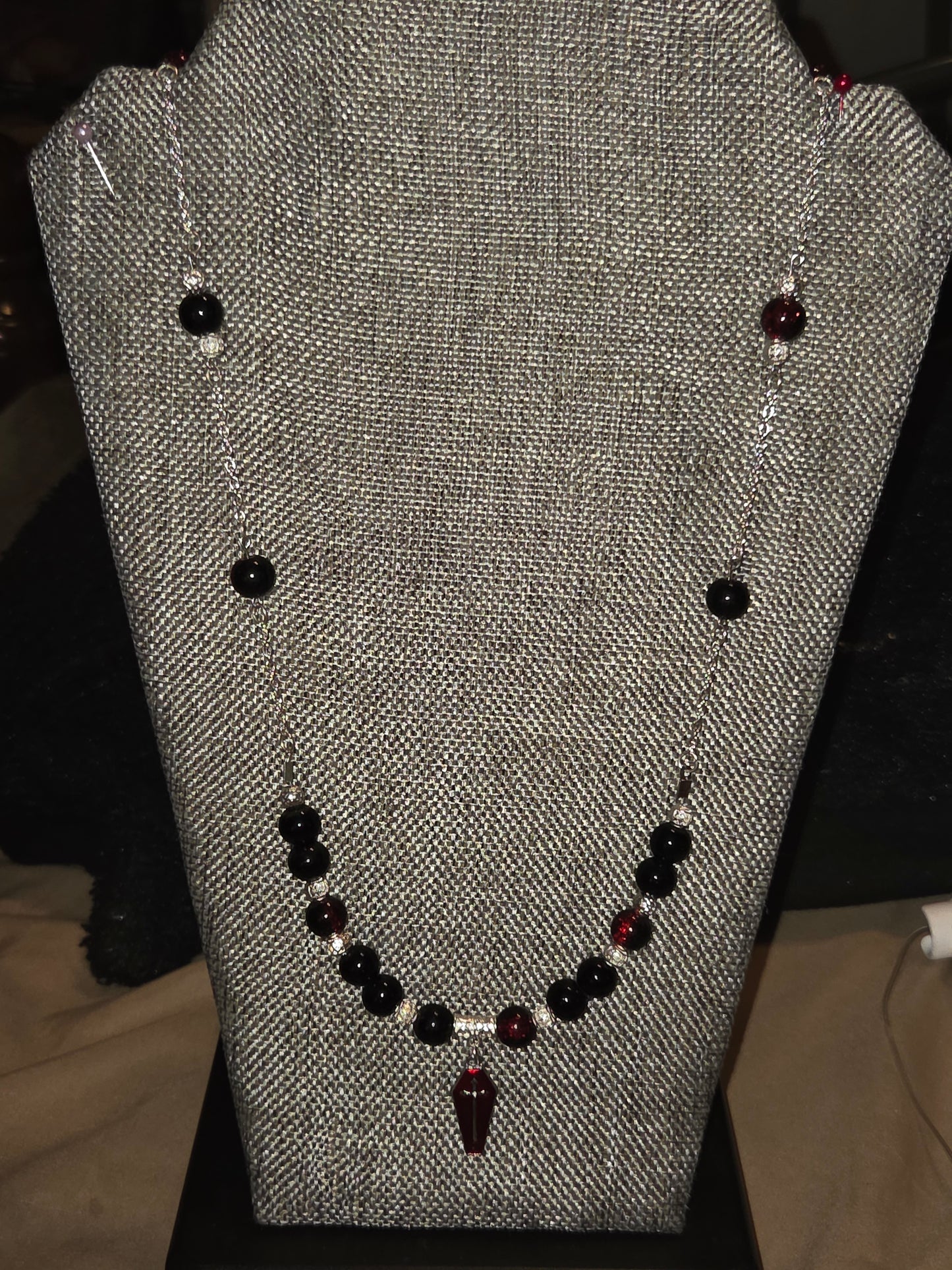 Halloween necklace red coffin