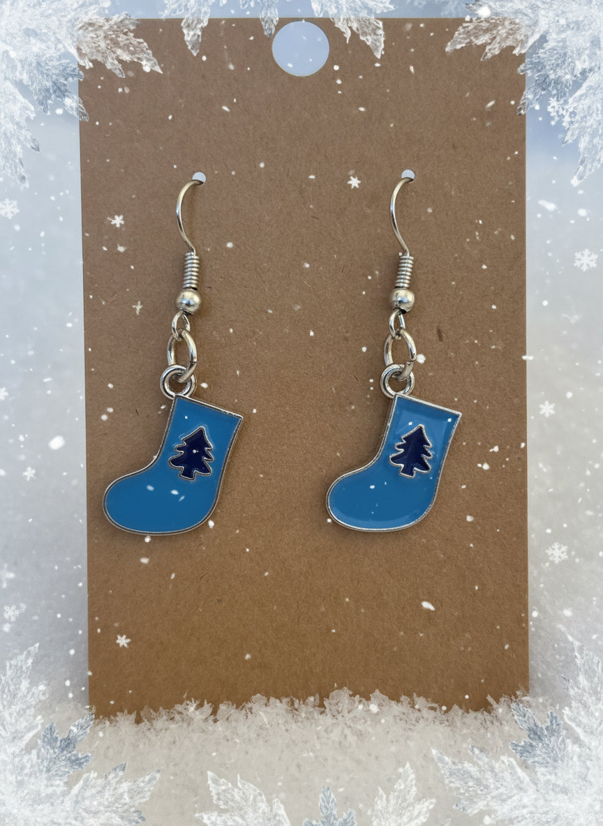 Winter Earrings blue stockings