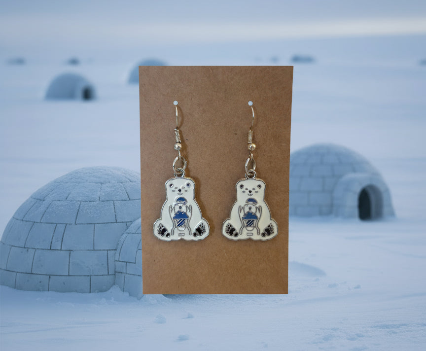 Winter Earrings polar bear with cub