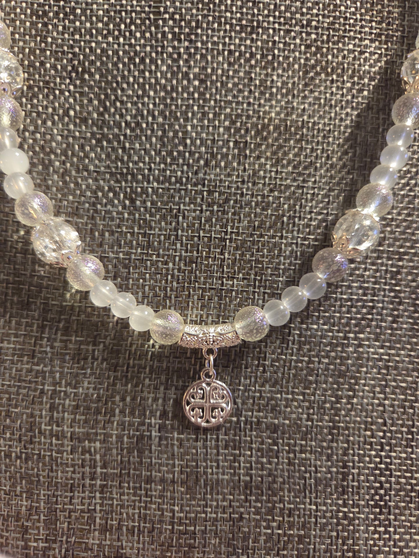 White Celtic knot necklace
