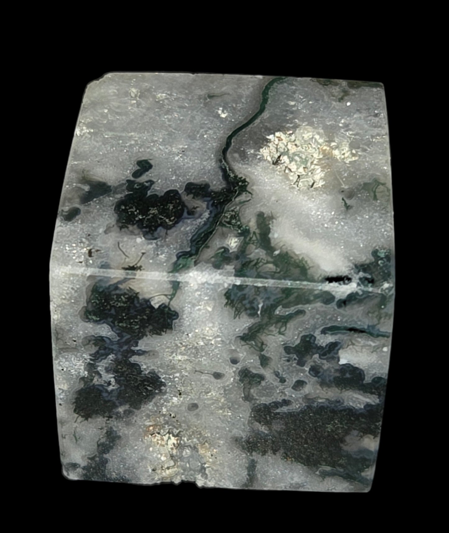 Moss agate cube