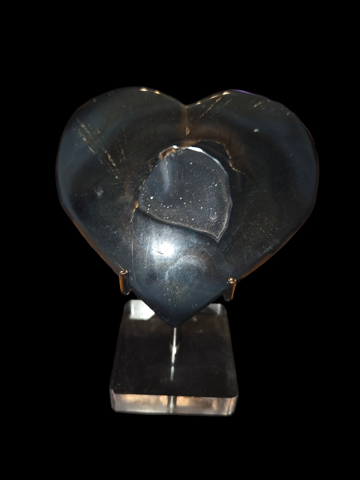Black agate heart with stand