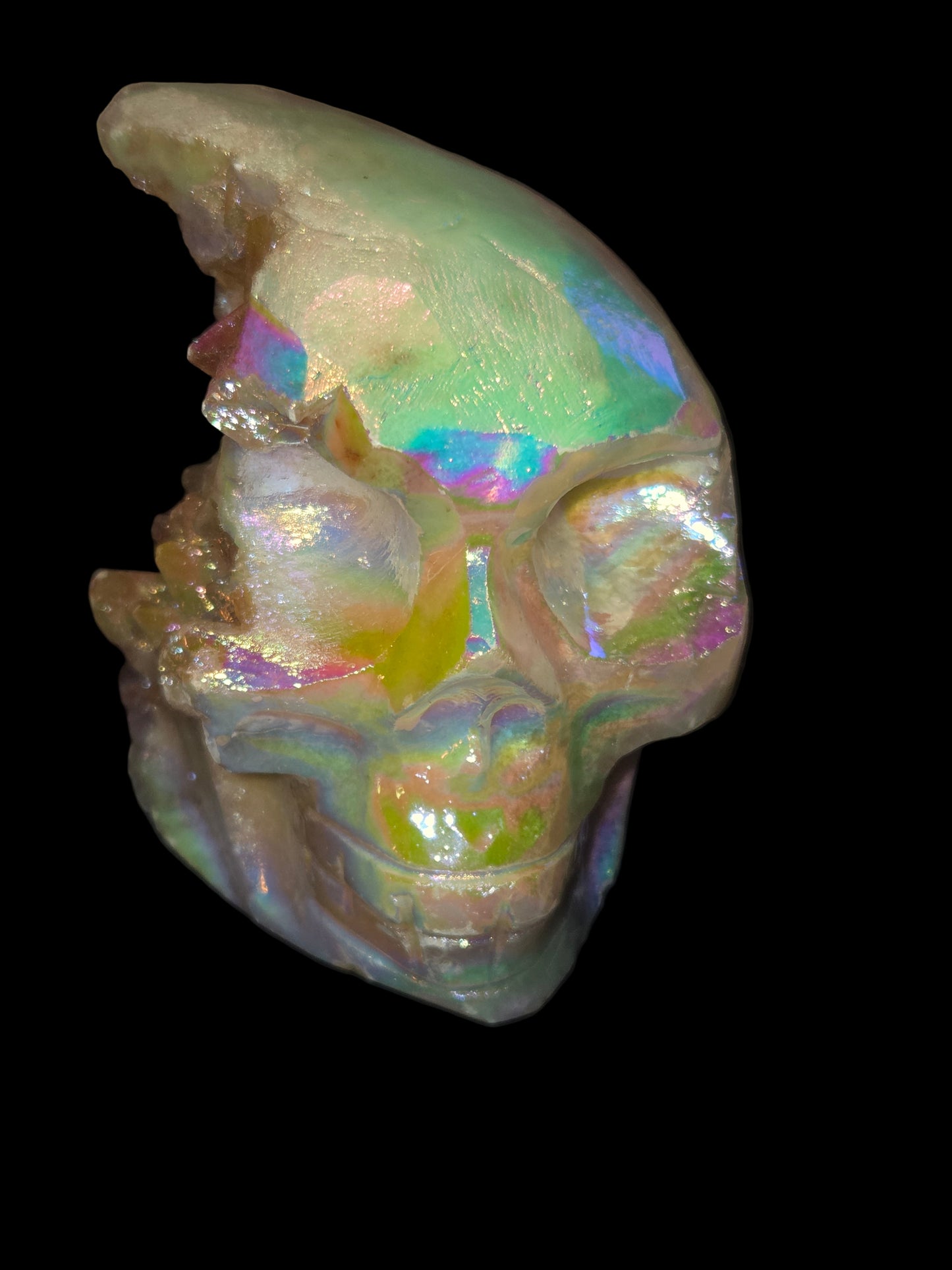Aurora quartz skull