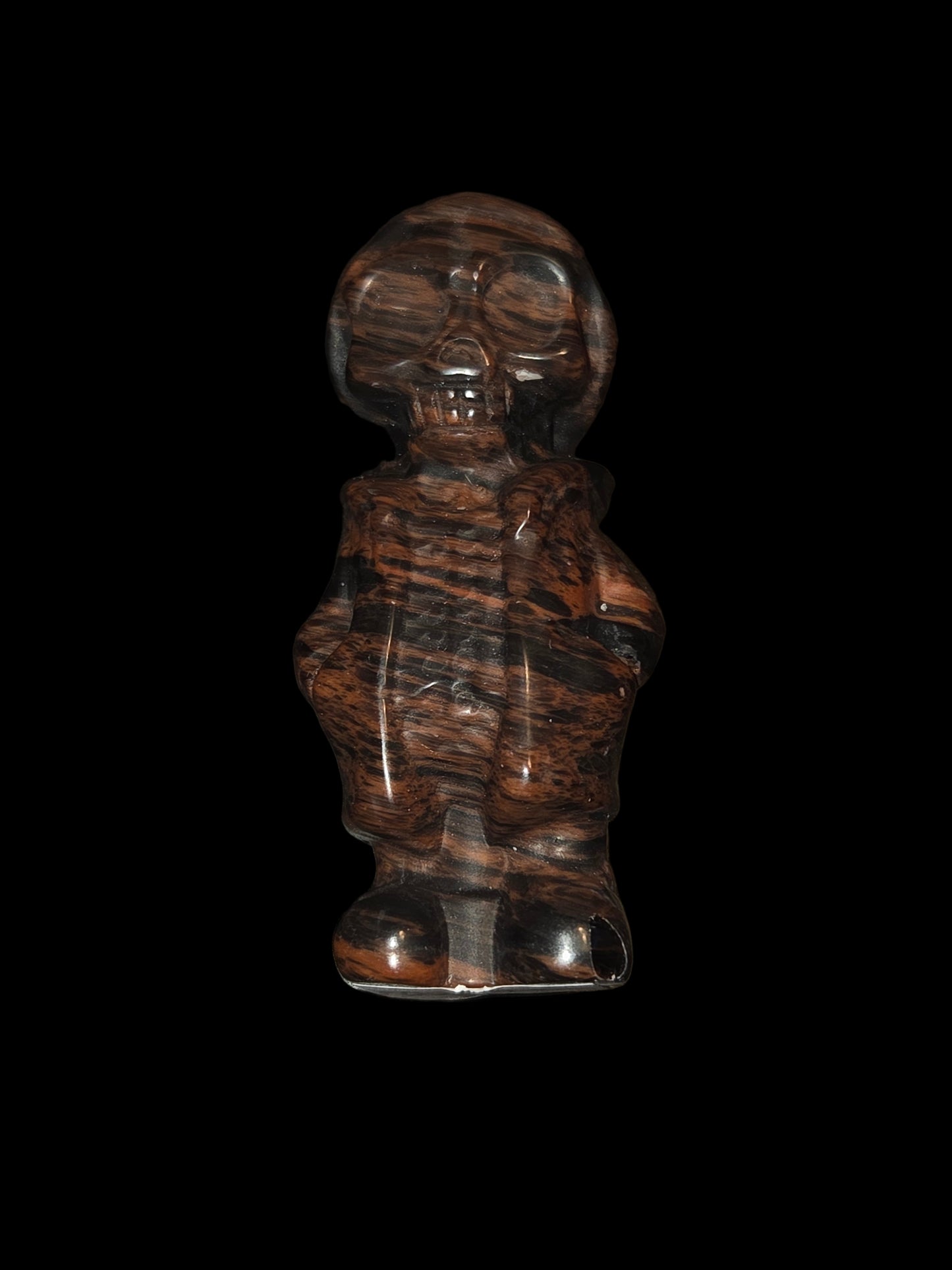 Mahogany obsidian skeleton man