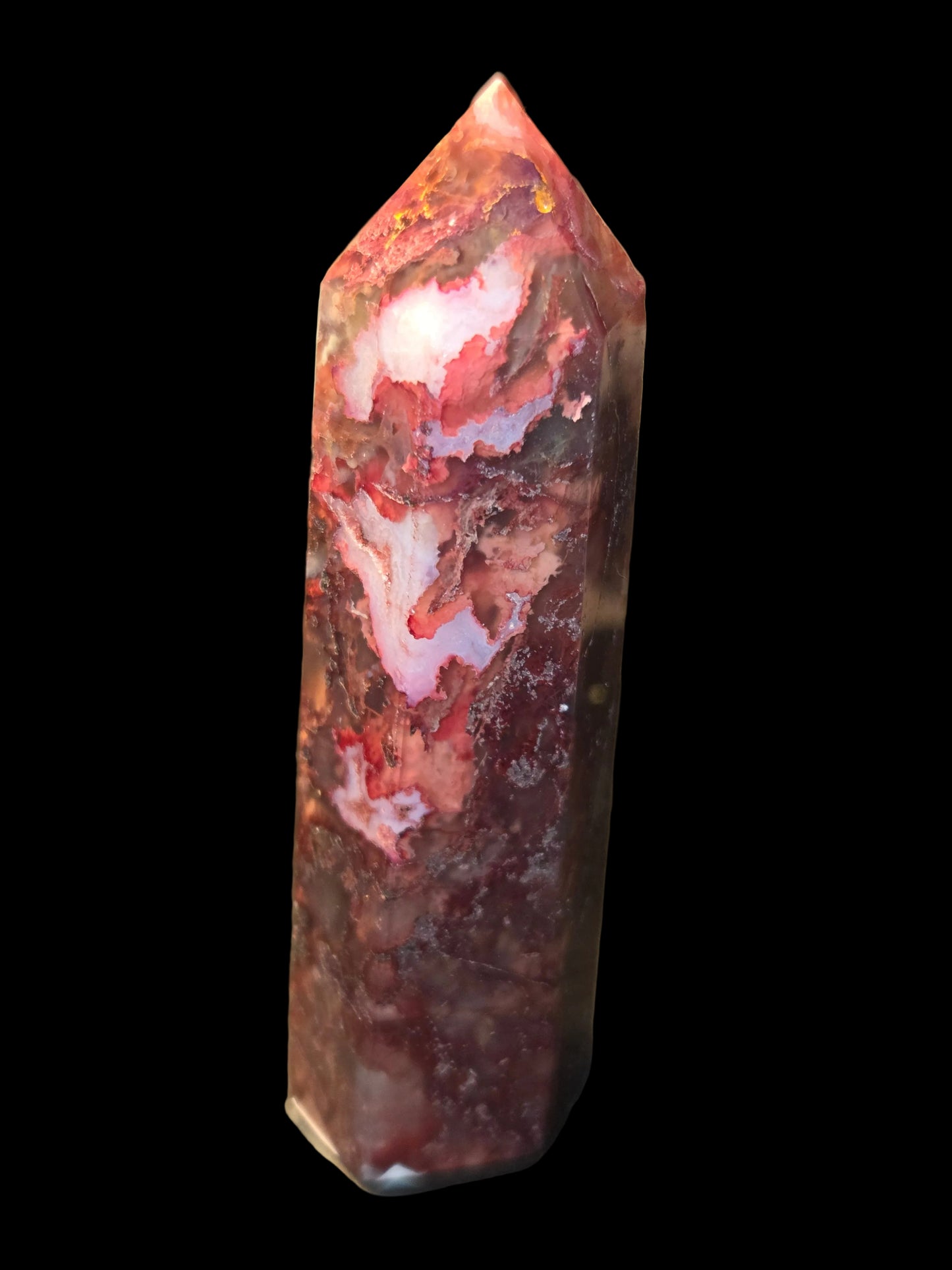 Red moss agate tower