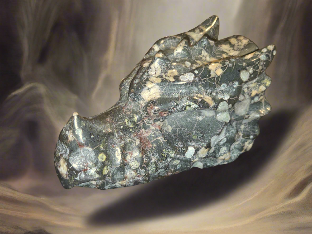 Zebra Jasper Dragon Skull