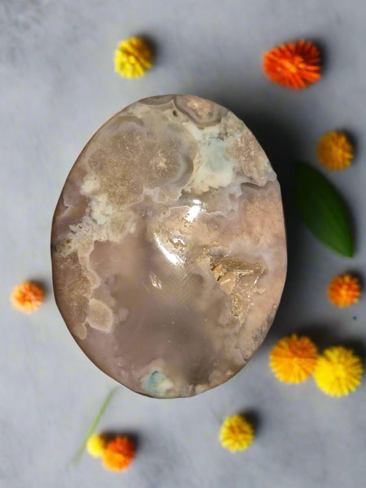 Blue Flower agate small palm stone