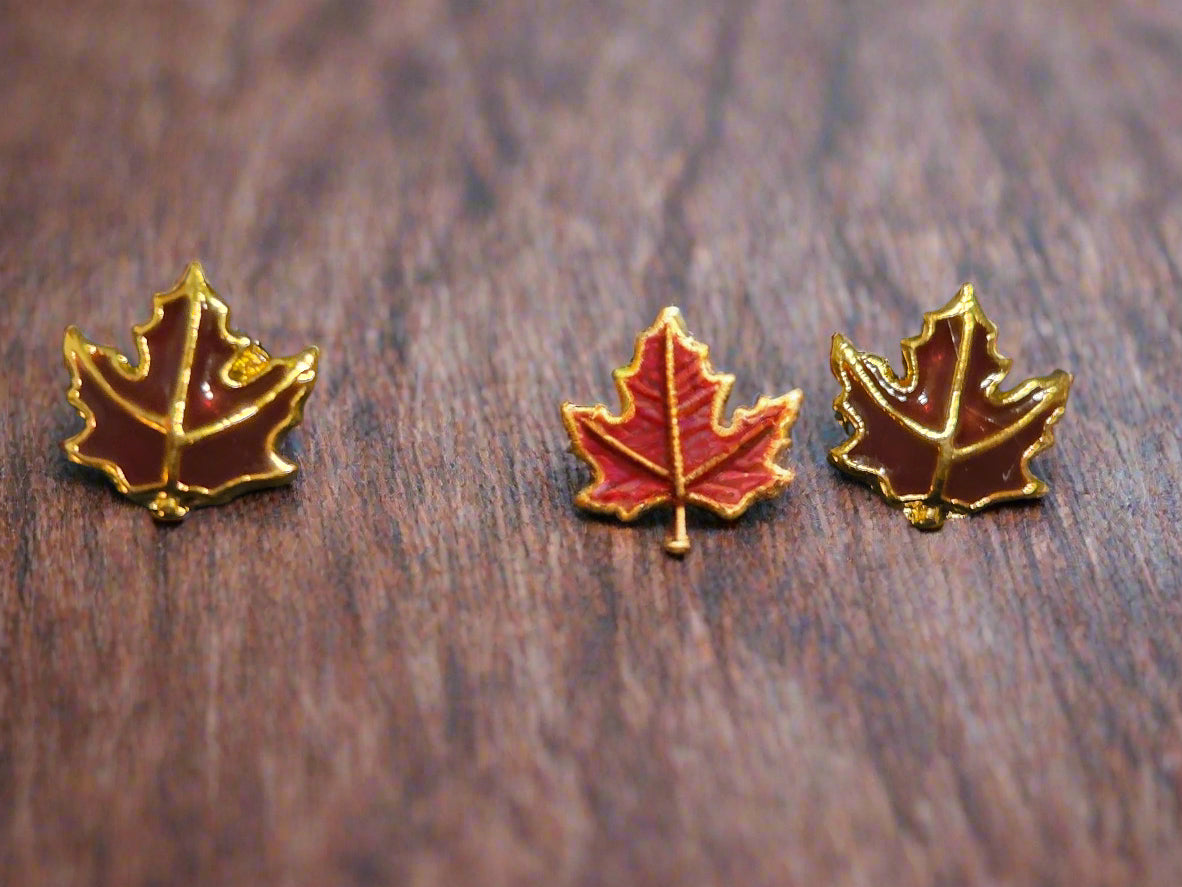 Earring post Fall leaf