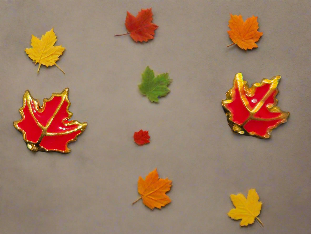 Earring post Fall leaf
