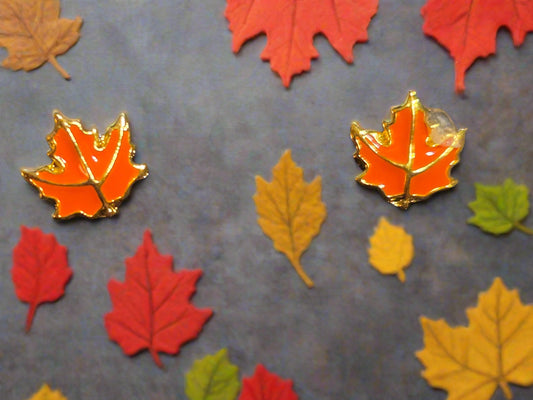 Earring post Fall leaf