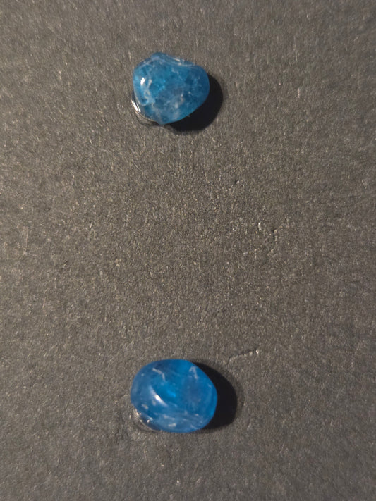 Earring post Blue apatite