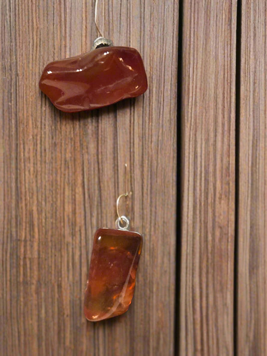 Earring post Carnelian