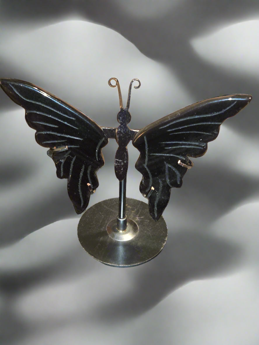 Silver obsidian butterfly