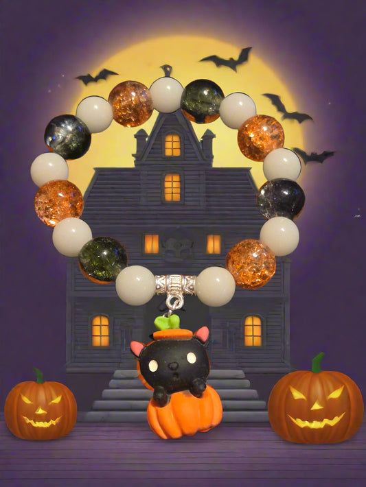 Halloween kids bracelet pumpkin cat