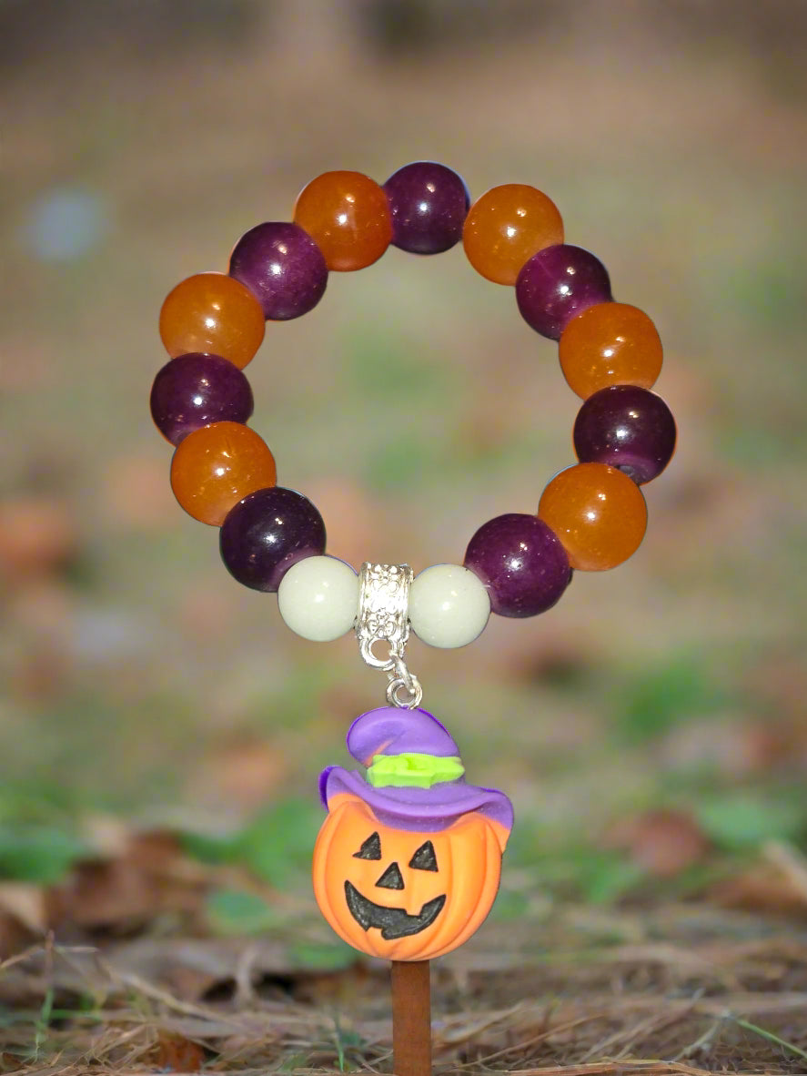 Halloween kids bracelet witch pumpkin