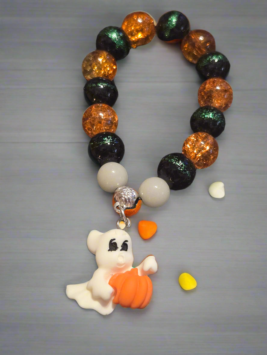 Halloween kids bracelet ghost with pumpkin