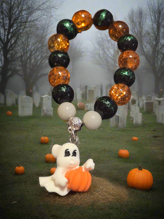 Halloween kids bracelet ghost with pumpkin
