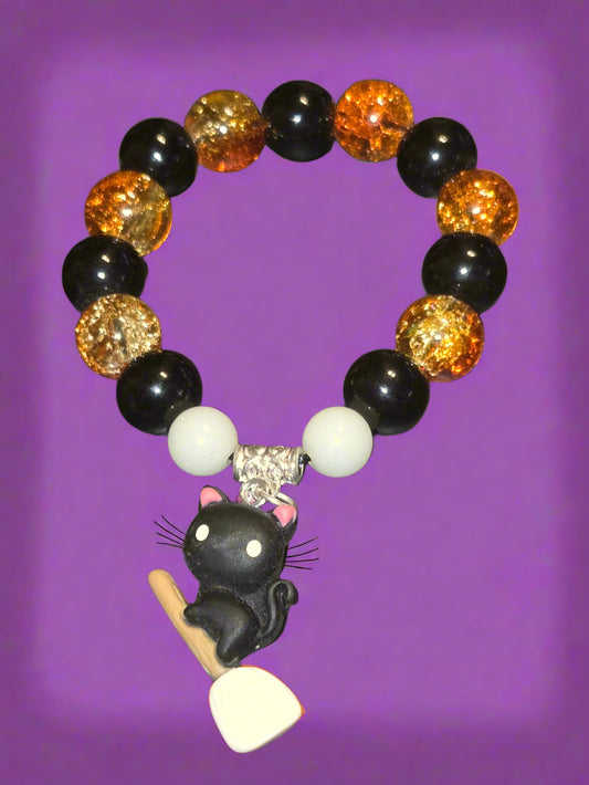 Halloween kids bracelet black cat