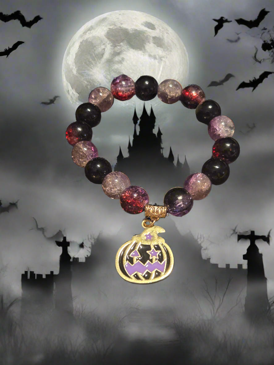 Halloween adult bracelet black pumpkin