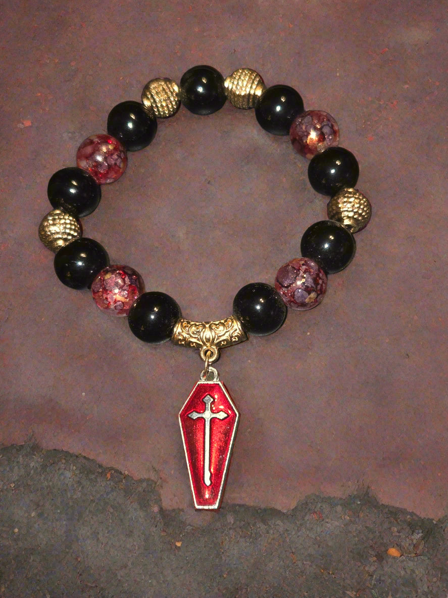 Halloween adult bracelet red coffin