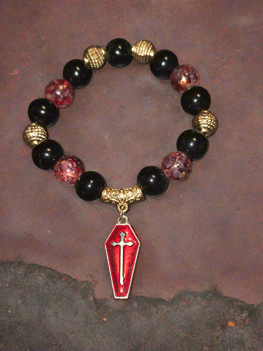 Halloween adult bracelet red coffin