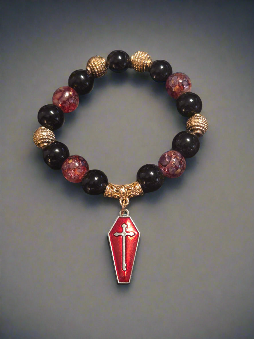 Halloween adult bracelet red coffin