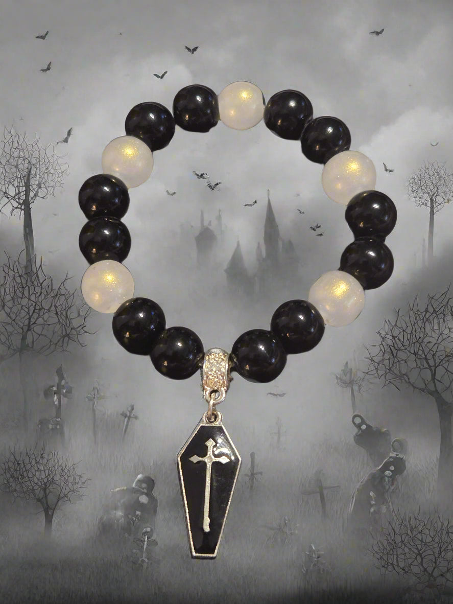 Halloween adult bracelet black coffin