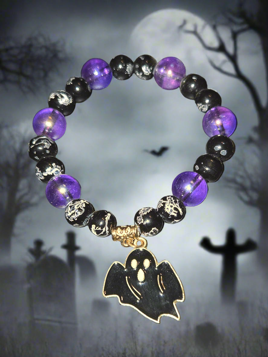 Halloween adult bracelet black ghost