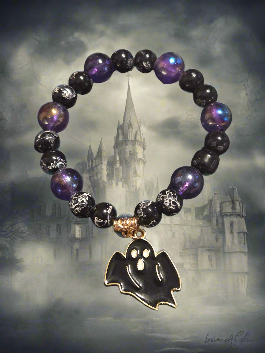 Halloween adult bracelet black ghost