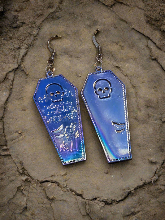 Halloween earrings metal coffin