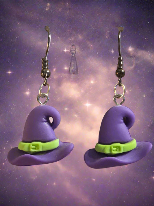 Halloween earring purple witch's hat