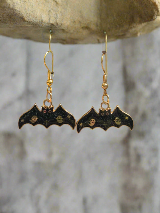 Halloween earring green bats