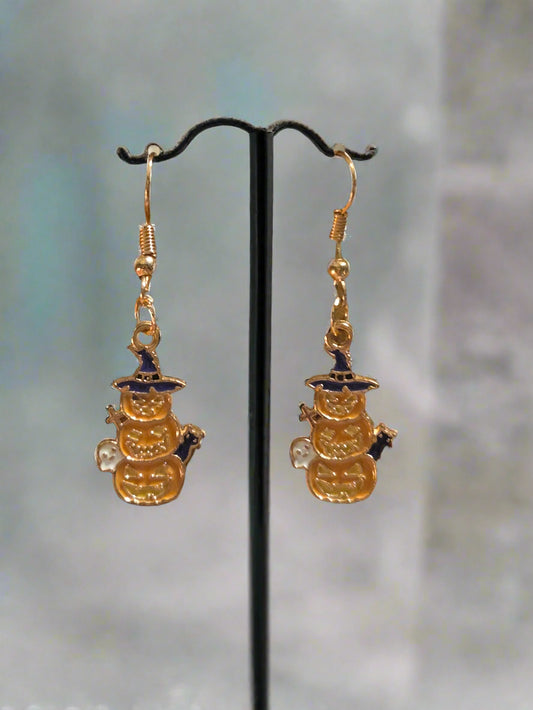 Halloween earring pumpkin snowman