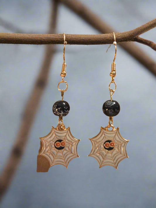 Halloween earring white spider web