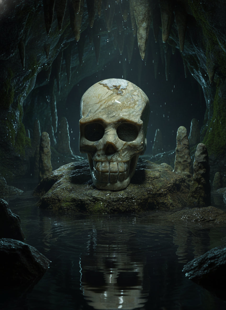 Petrified wood skull