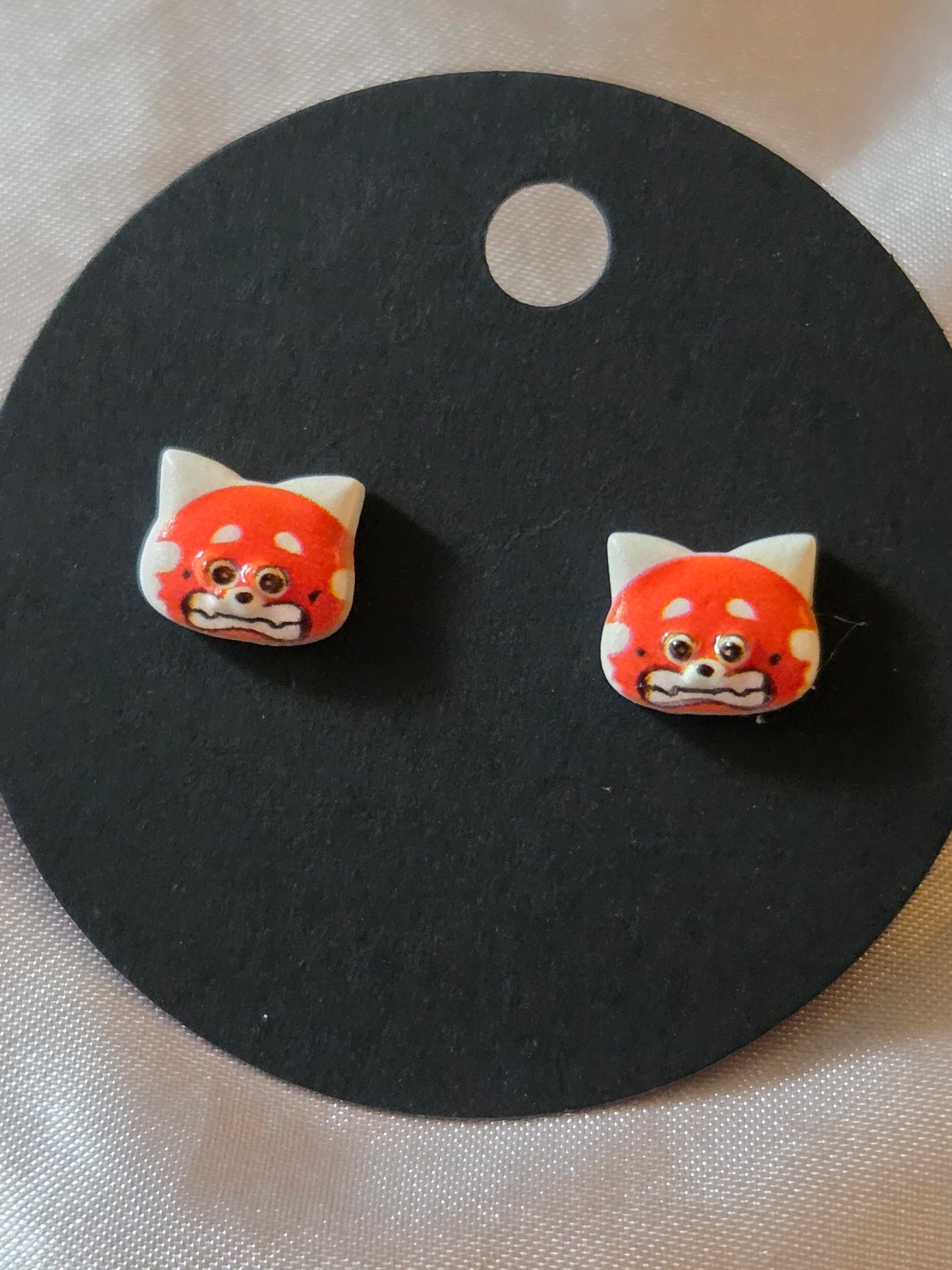 Red panda earrings