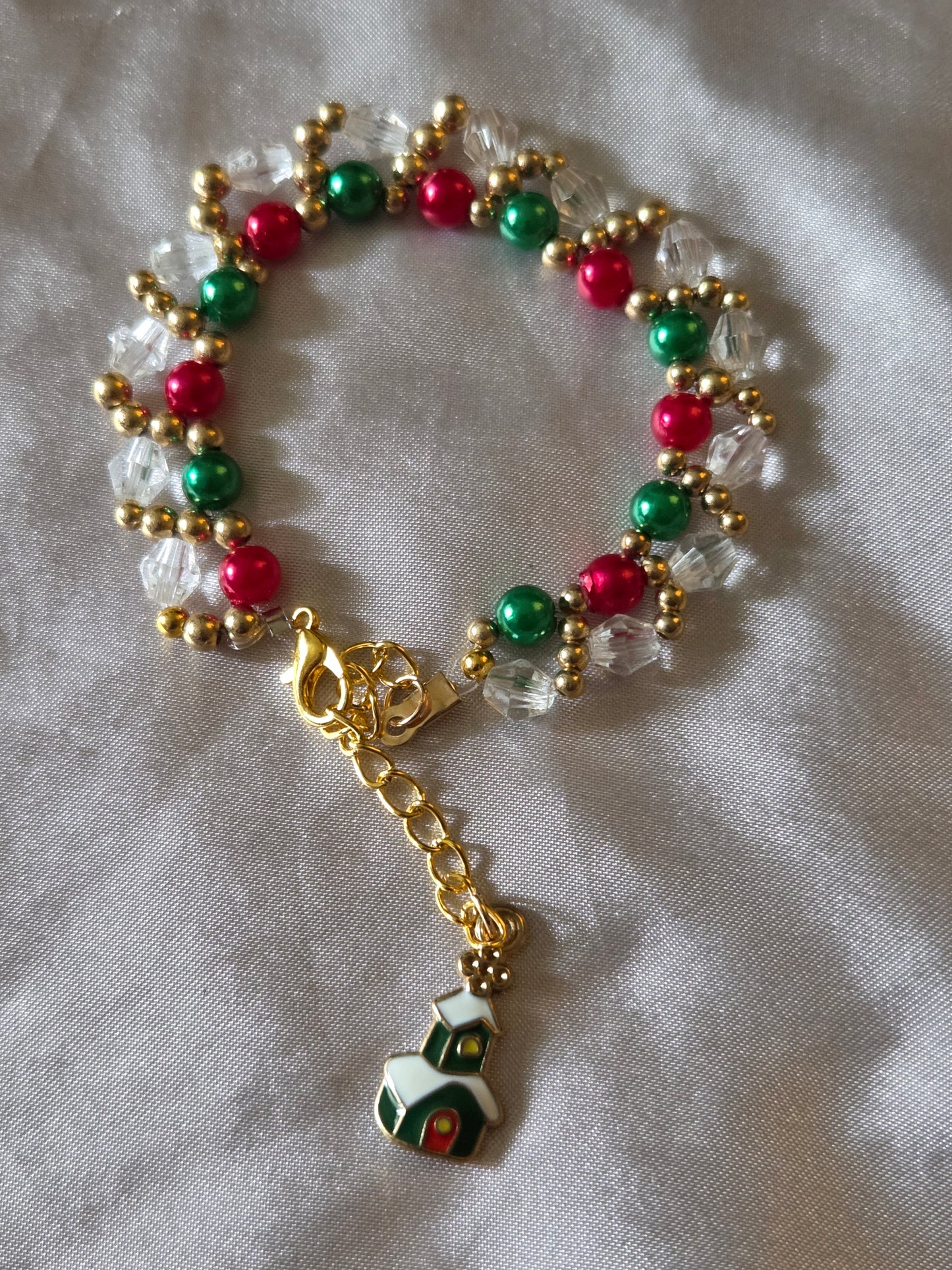 Christmas bracelet with schoolhouse charm