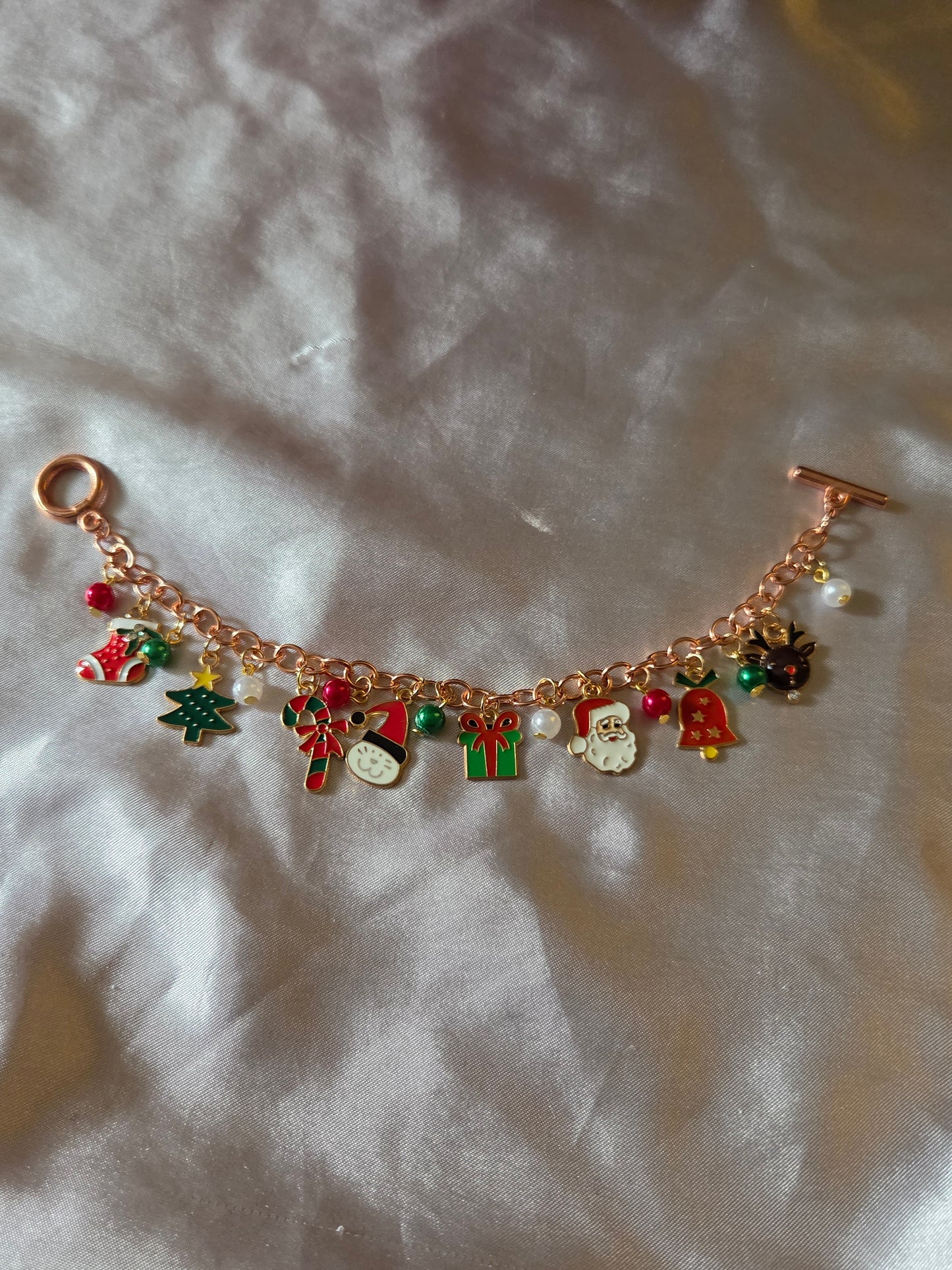 Christmas charm bracelet rose gold
