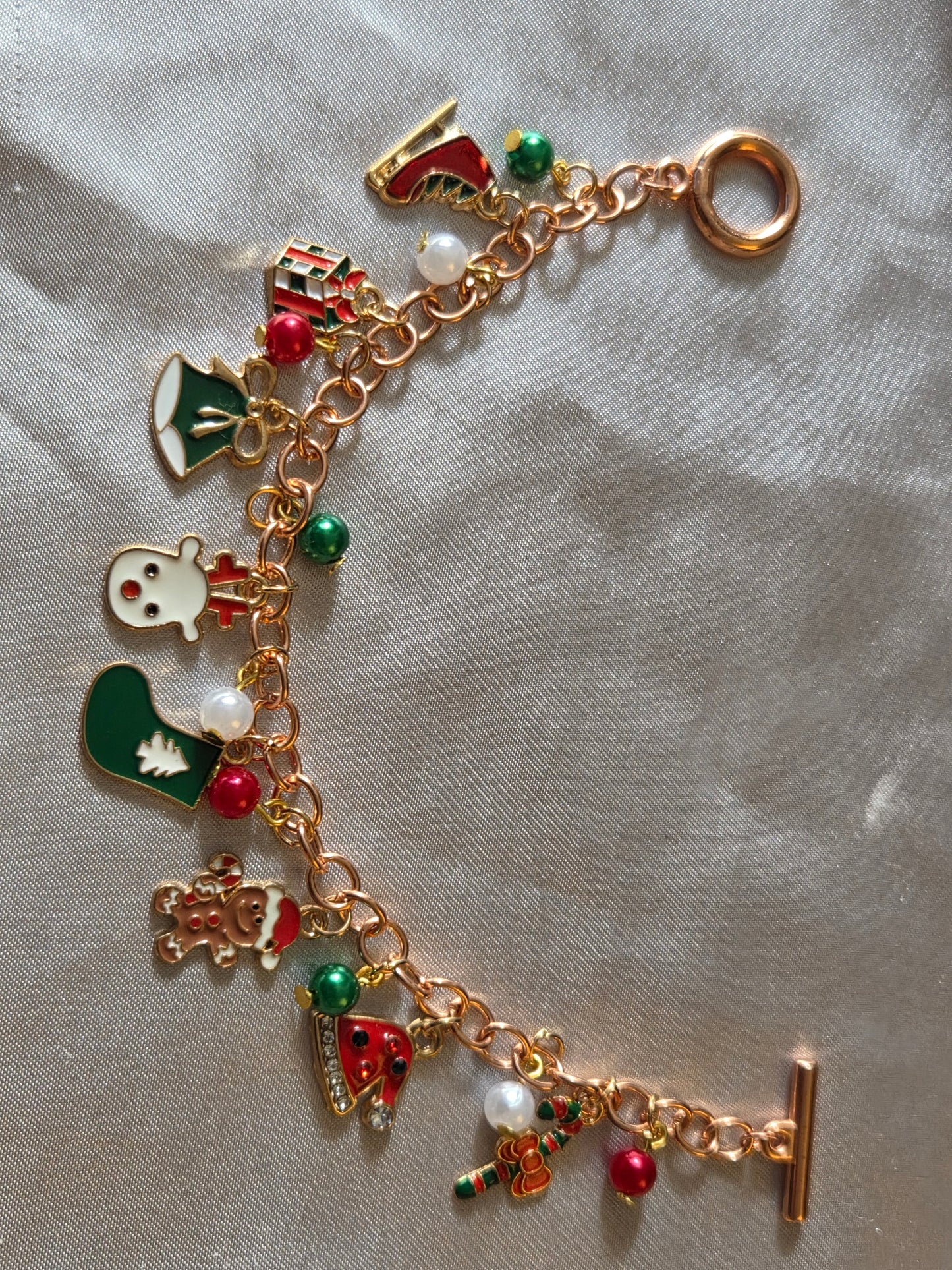 Christmas charm bracelet rose gold