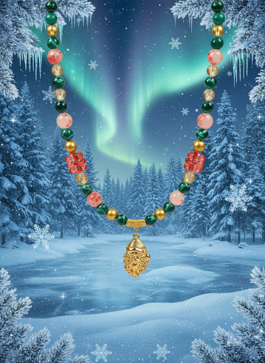 Christmas Necklace Gold Santa
