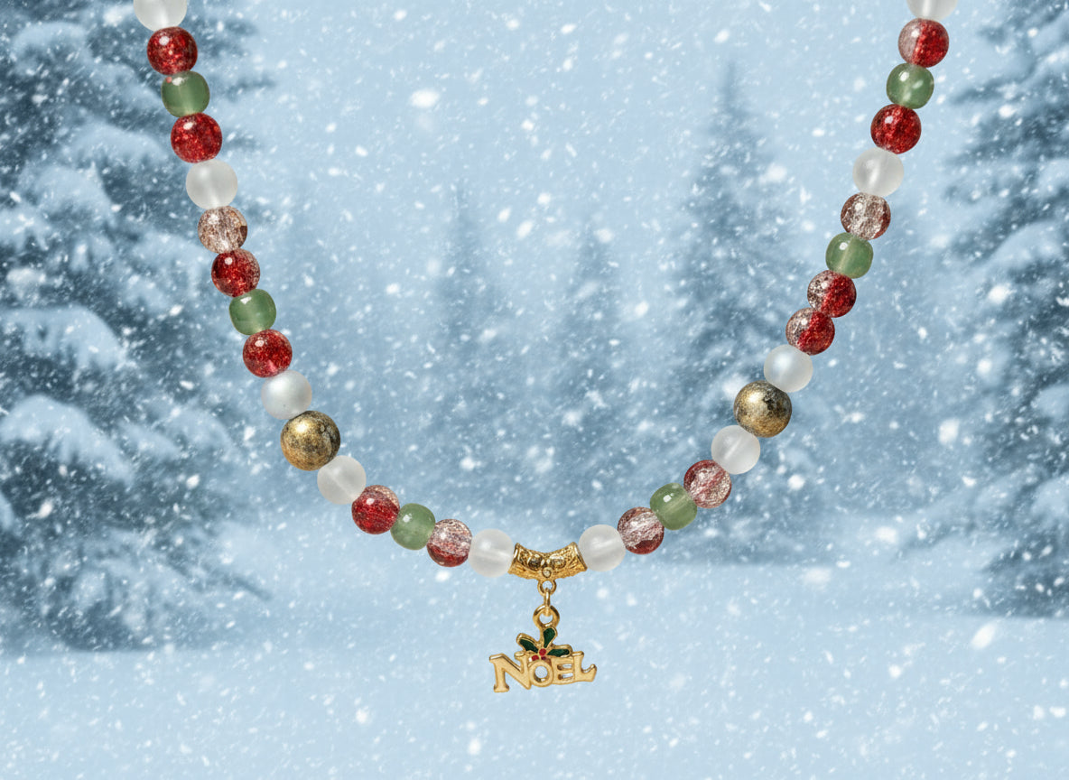 Christmas Necklace Gold Noel