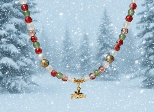 Christmas Necklace Gold Noel