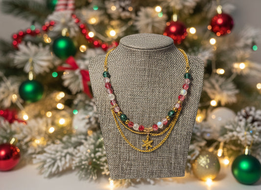 Christmas Necklace Gold Snowflake