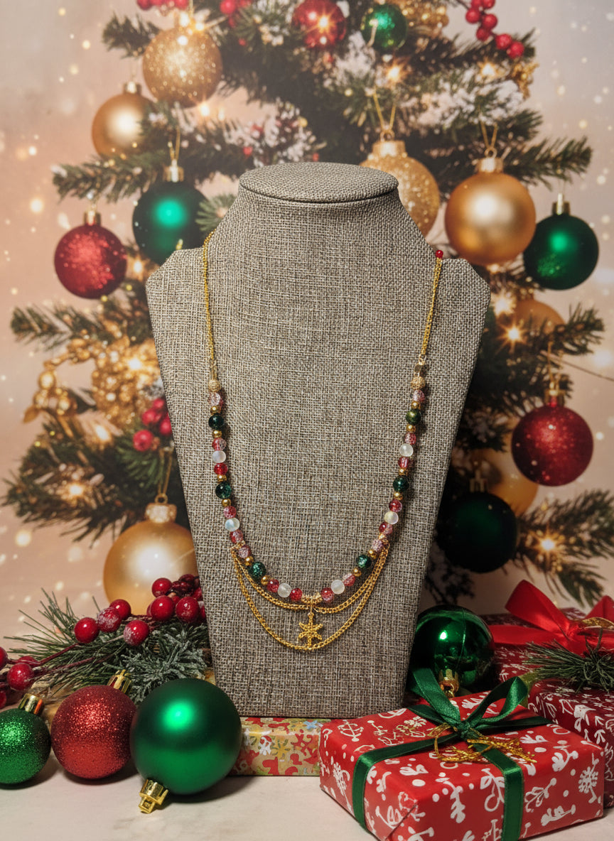 Christmas Necklace Gold Snowflake