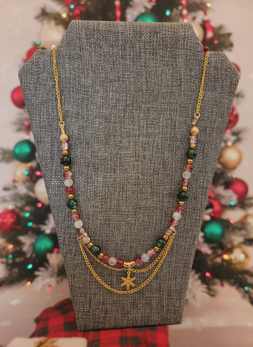 Christmas Necklace Gold Snowflake