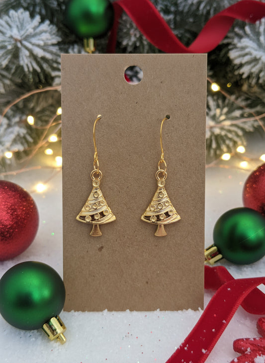 Christmas Earring Gold Tree