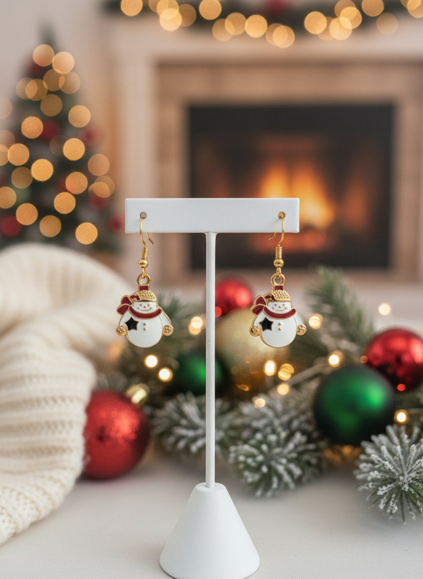 Christmas Earrings Snowman