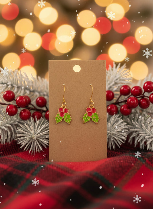 Christmas Earrings Holly Leaf